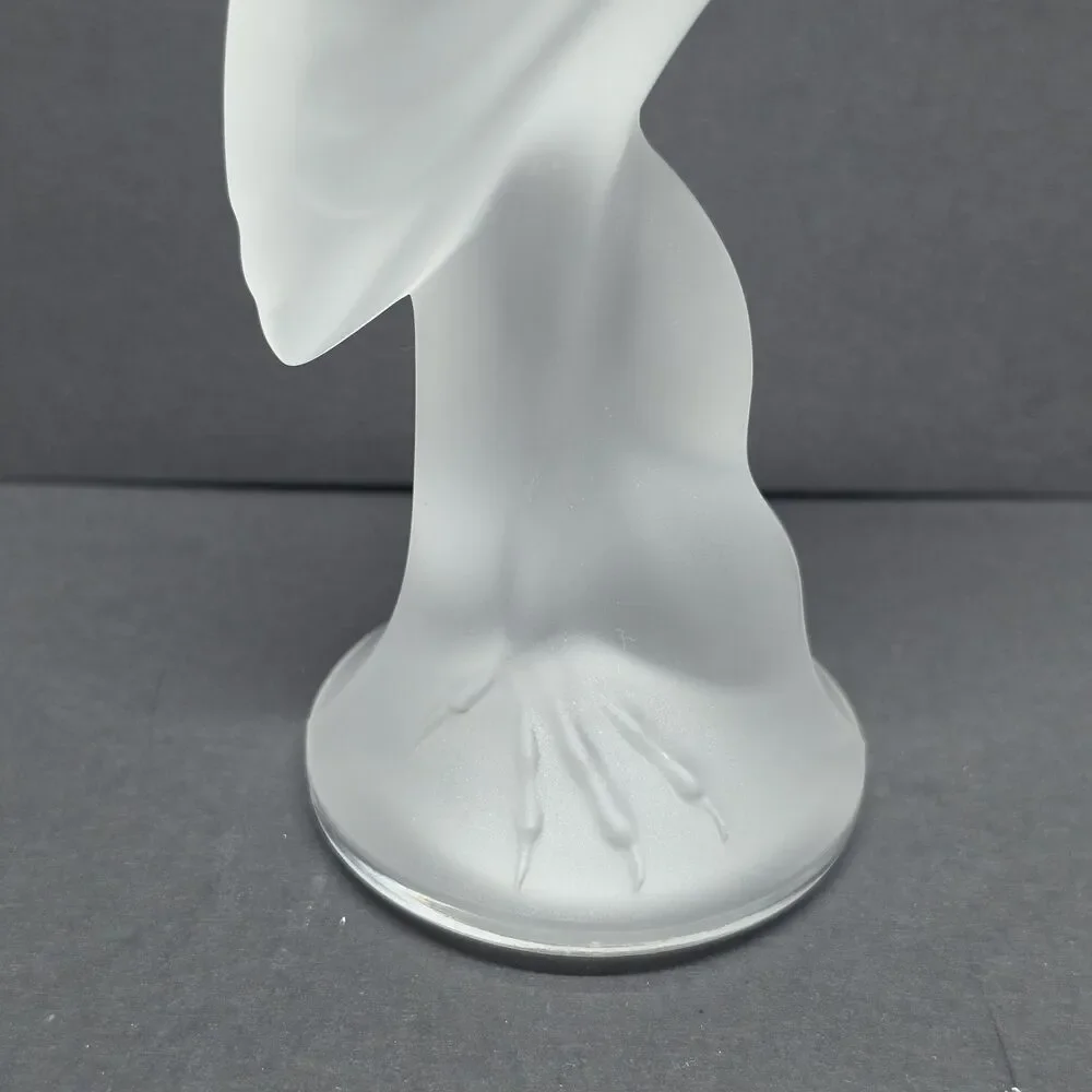 Duncan & Miller Vintage Frosted Glass Large Heron Bird Figurine 6.75